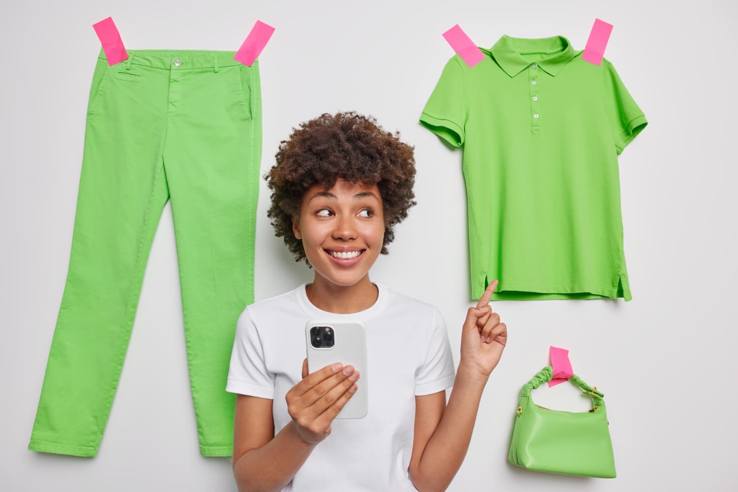 Woman choosing an outfit on her phone